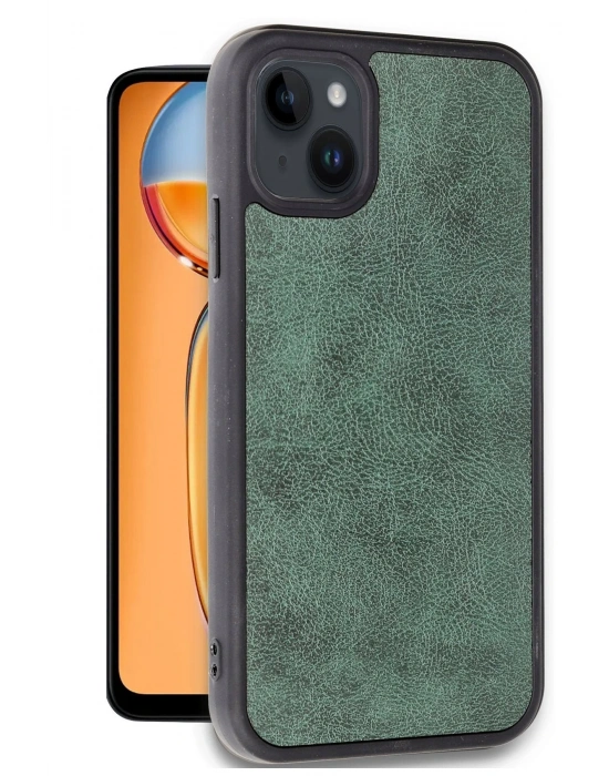 Newface iPhone 15 Kılıf Aras Deri Kapak - Koyu Yeşil