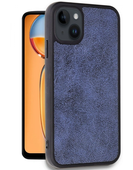 Newface iPhone 15 Kılıf Aras Deri Kapak - Lacivert