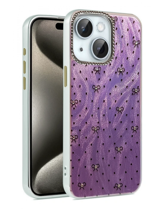 Newface iPhone 15 Kılıf Blade Aynalı Desenli Kapak - Desen 2