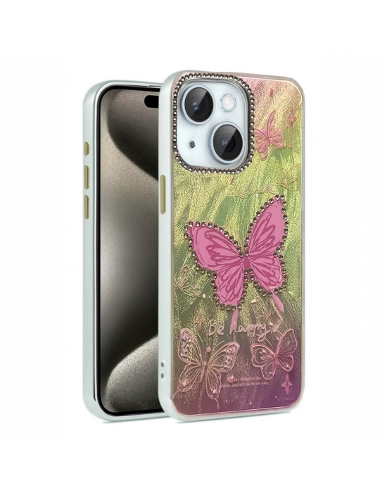 Newface iPhone 15 Kılıf Blade Aynalı Desenli Kapak - Desen 5