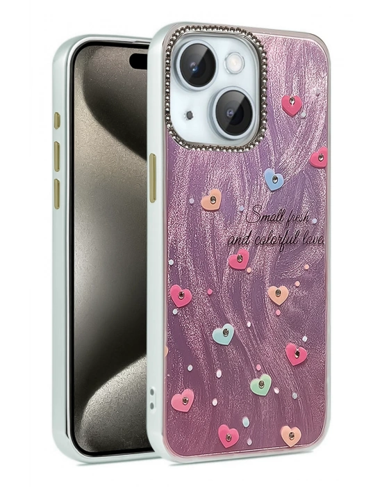 Newface iPhone 15 Kılıf Blade Aynalı Desenli Kapak - Desen 8