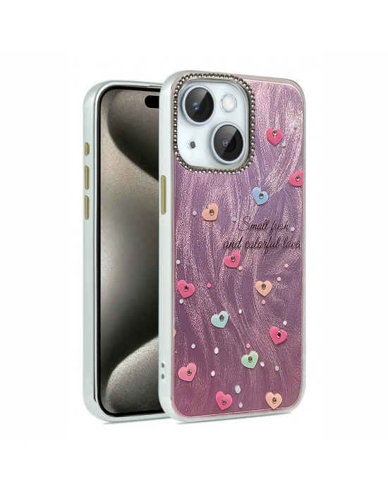 Newface iPhone 15 Kılıf Blade Aynalı Desenli Kapak - Desen 8