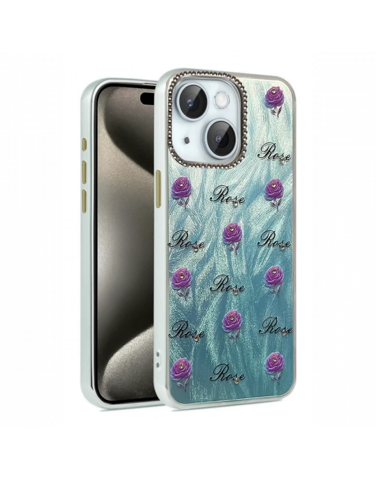 Newface iPhone 15 Kılıf Blade Aynalı Desenli Kapak - Desen 9