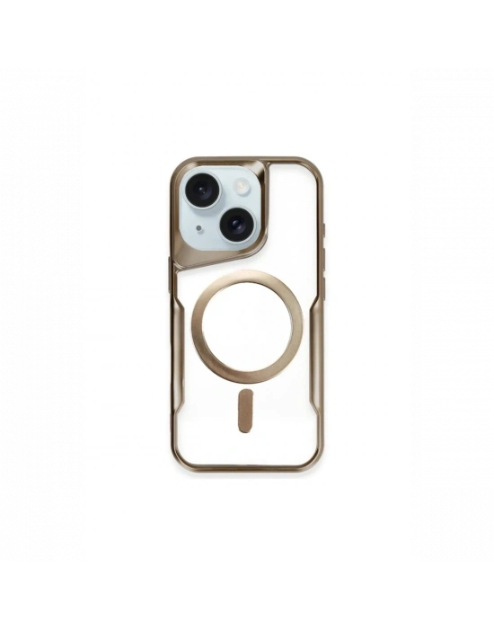 Newface iPhone 15 Kılıf Boyi Magsafe Silikon Kapak - Kahverengi