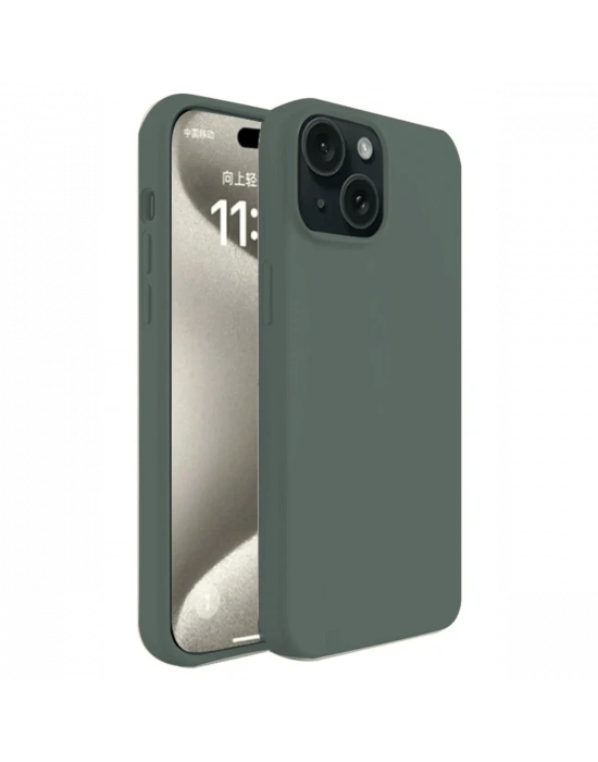 Newface iPhone 15 Kılıf First Silikon - Koyu Yeşil