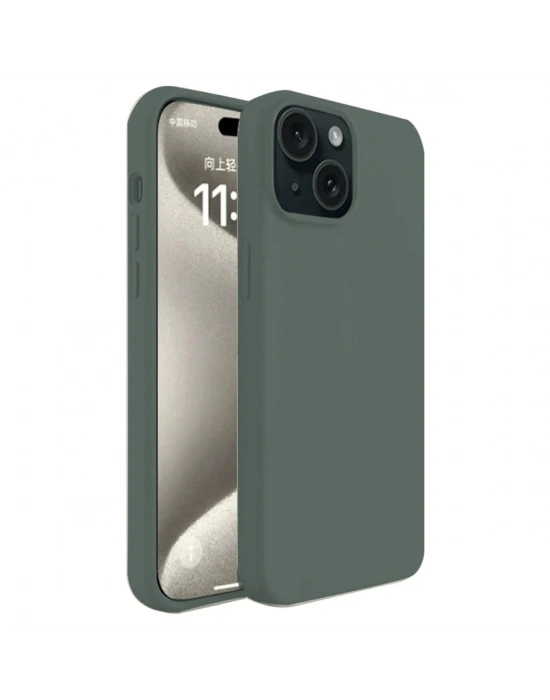 Newface iPhone 15 Kılıf First Silikon - Koyu Yeşil