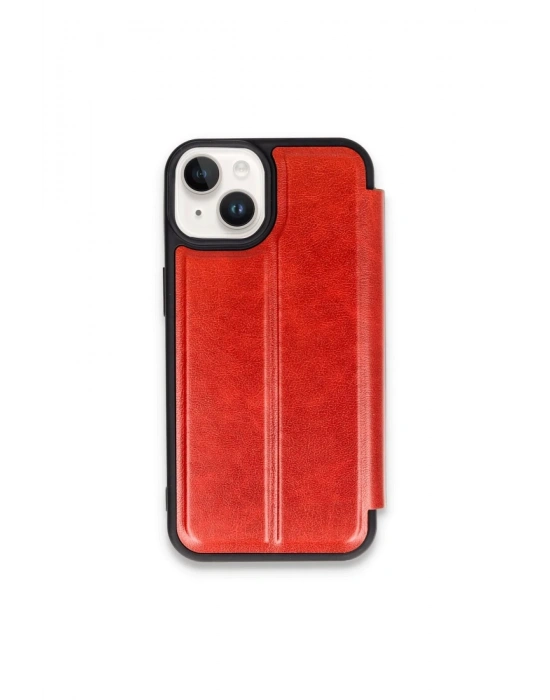 Newface iPhone 15 Kılıf Flip Cover - Kırmızı