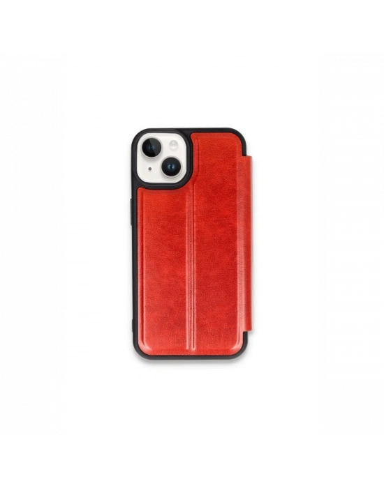 Newface iPhone 15 Kılıf Flip Cover - Kırmızı