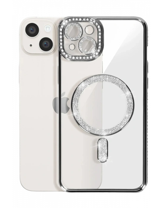 Newface iPhone 15 Kılıf Joke Simli Magneticsafe Kılıf - Siyah