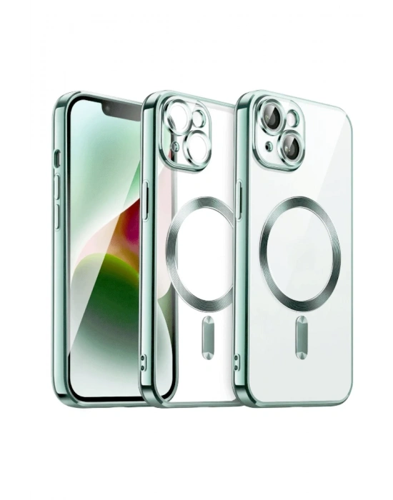 Newface iPhone 15 Kılıf Kross Magneticsafe Kapak - Açık Yeşil