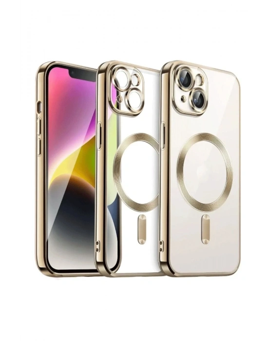 Newface iPhone 15 Kılıf Kross Magneticsafe Kapak - Gold