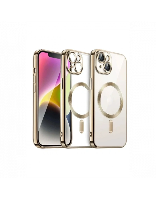 Newface iPhone 15 Kılıf Kross Magneticsafe Kapak - Gold