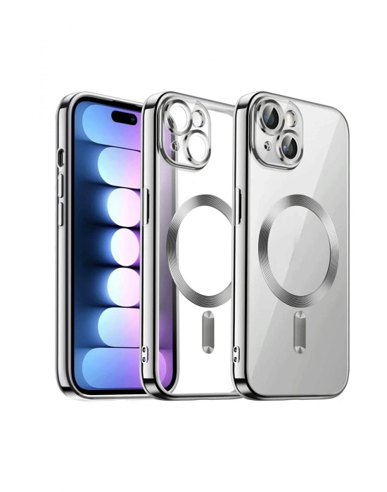 Newface iPhone 15 Kılıf Kross Magneticsafe Kapak - Gümüş