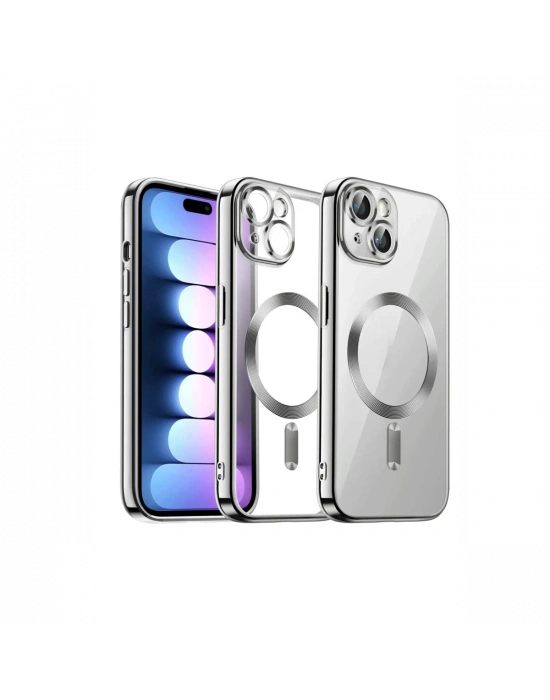 Newface iPhone 15 Kılıf Kross Magneticsafe Kapak - Gümüş