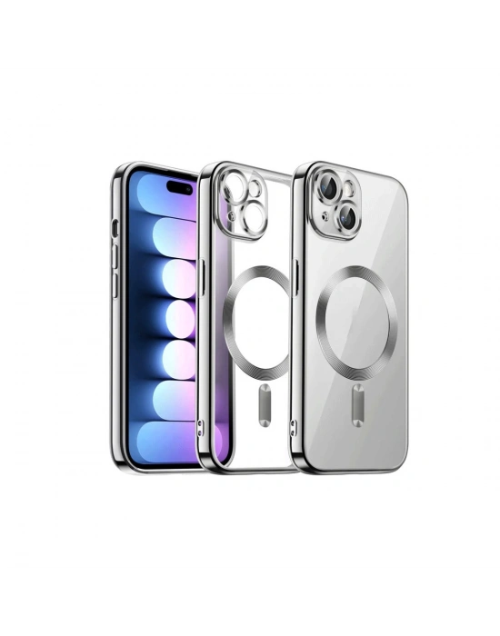 Newface iPhone 15 Kılıf Kross Magneticsafe Kapak - Gümüş