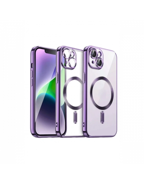 Newface iPhone 15 Kılıf Kross Magneticsafe Kapak - Mor
