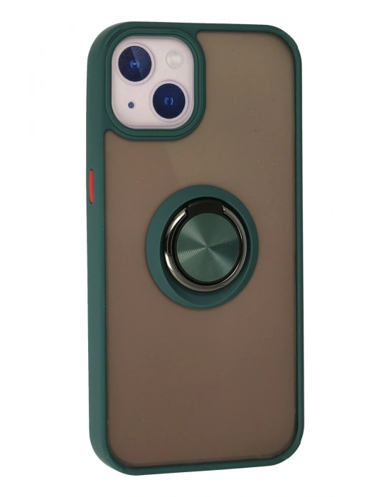 Newface iPhone 15 Kılıf Montreal Yüzüklü Silikon Kapak - Yeşil