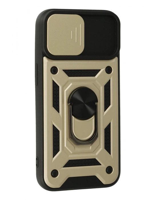 Newface iPhone 15 Kılıf Pars Lens Yüzüklü Silikon - Gold