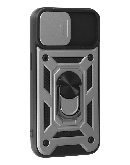 Newface iPhone 15 Kılıf Pars Lens Yüzüklü Silikon - Gümüş