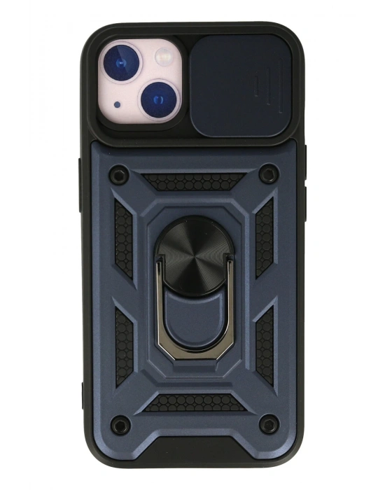 Newface iPhone 15 Kılıf Pars Lens Yüzüklü Silikon - Lacivert