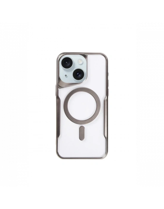 Newface iPhone 15 Plus Kılıf Boyi Magsafe Silikon Kapak - Titan Gri