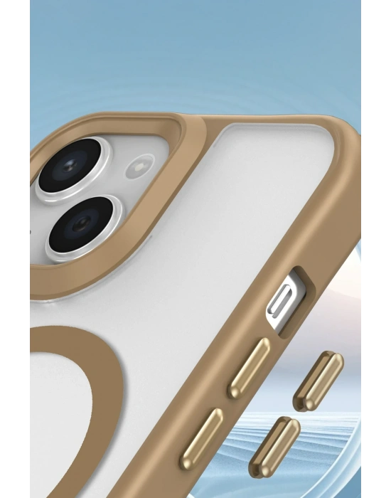 Newface iPhone 15 Plus Kılıf Enka Magsafe Silikon Kılıf - Desert