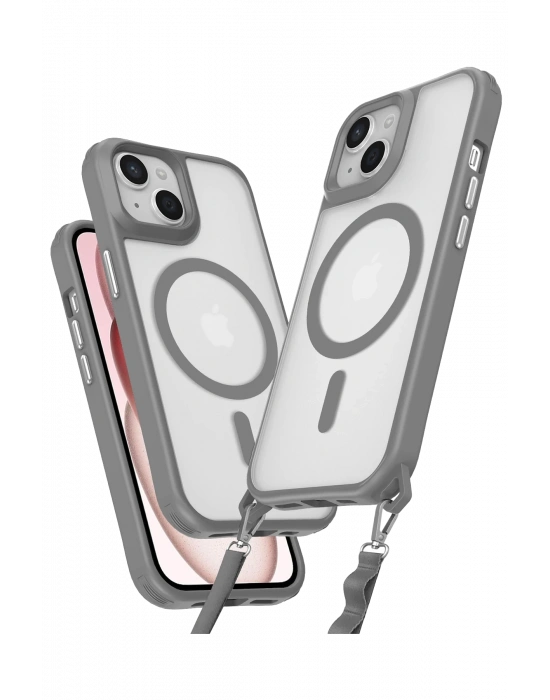 Newface iPhone 15 Plus Kılıf Enka Magsafe Silikon Kılıf - Titan Gri