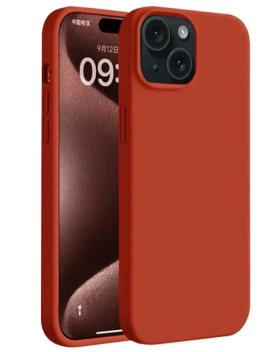 Newface iPhone 15 Plus Kılıf First Silikon - Kırmızı