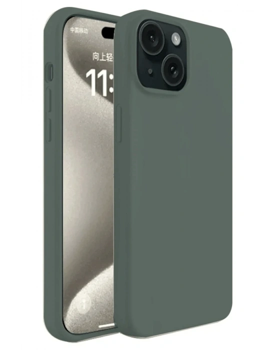 Newface iPhone 15 Plus Kılıf First Silikon - Koyu Yeşil