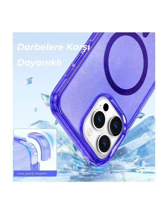Newface iPhone 15 Plus Kılıf Star Magsafe Kapak - Mor