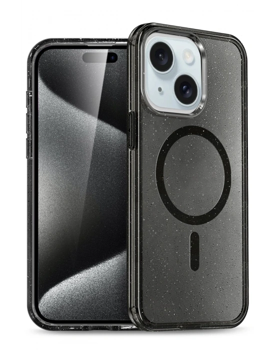 Newface iPhone 15 Plus Kılıf Star Magsafe Kapak - Siyah
