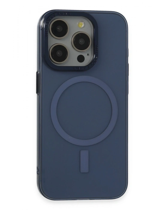 Newface iPhone 15 Pro Kılıf Anka PC Magneticsafe Sert Metal Kapak - Lacivert