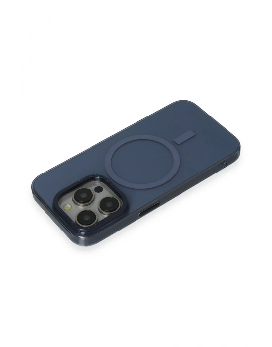 Newface iPhone 15 Pro Kılıf Anka PC Magneticsafe Sert Metal Kapak - Lacivert