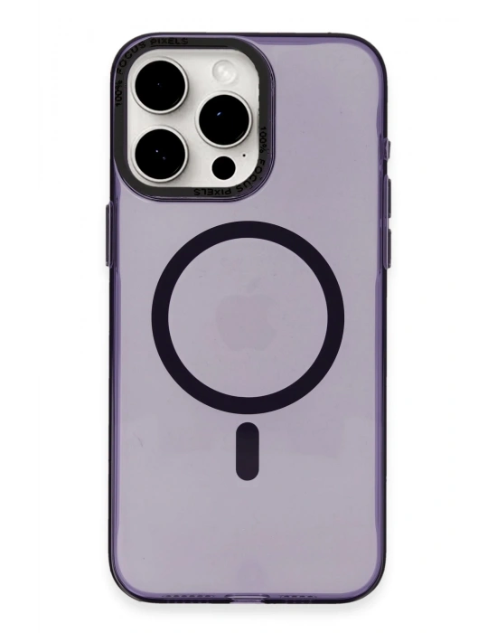 Newface iPhone 15 Pro Kılıf Anka PC Magneticsafe Sert Metal Kapak - Mor