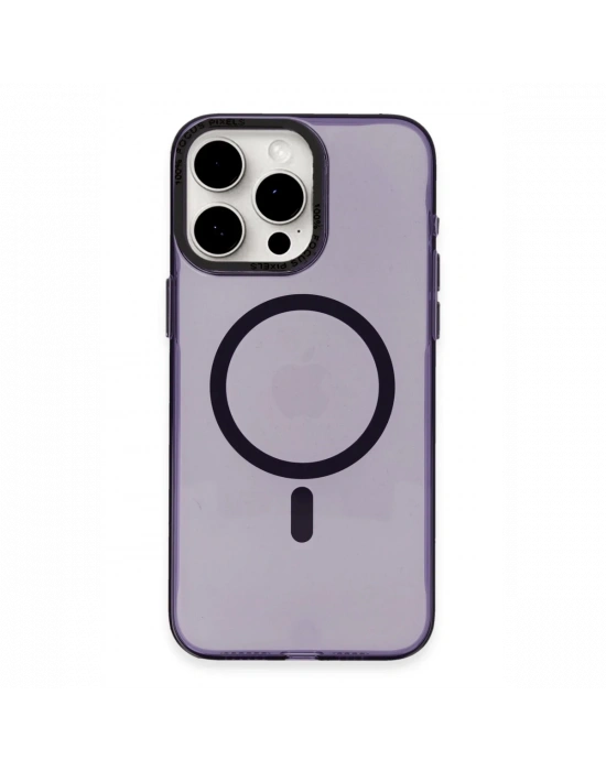 Newface iPhone 15 Pro Kılıf Anka PC Magneticsafe Sert Metal Kapak - Mor