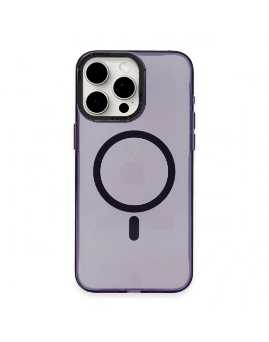 Newface iPhone 15 Pro Kılıf Anka PC Magneticsafe Sert Metal Kapak - Mor