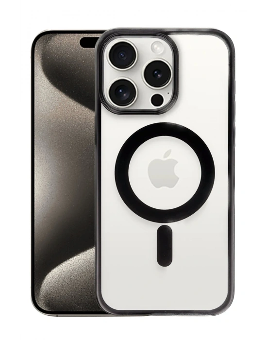 Newface iPhone 15 Pro Kılıf Erozi Magsafe Kapak - Siyah