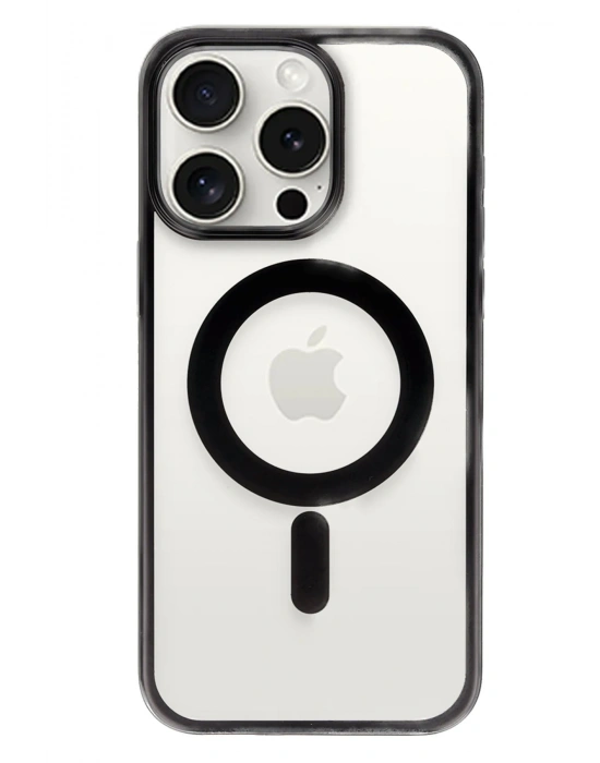 Newface iPhone 15 Pro Kılıf Erozi Magsafe Kapak - Siyah