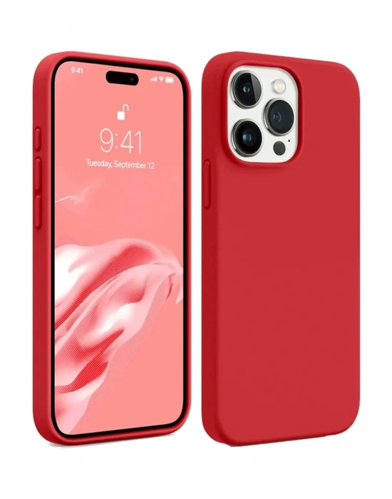 Newface iPhone 15 Pro Kılıf First Silikon - Kırmızı