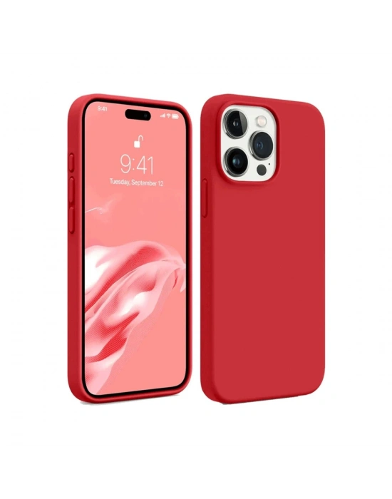 Newface iPhone 15 Pro Kılıf First Silikon - Kırmızı