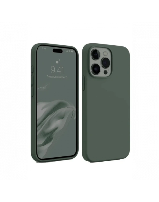 Newface iPhone 15 Pro Kılıf First Silikon - Koyu Yeşil