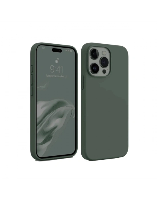 Newface iPhone 15 Pro Kılıf First Silikon - Koyu Yeşil