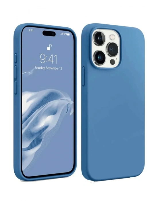 Newface iPhone 15 Pro Kılıf First Silikon - Mavi
