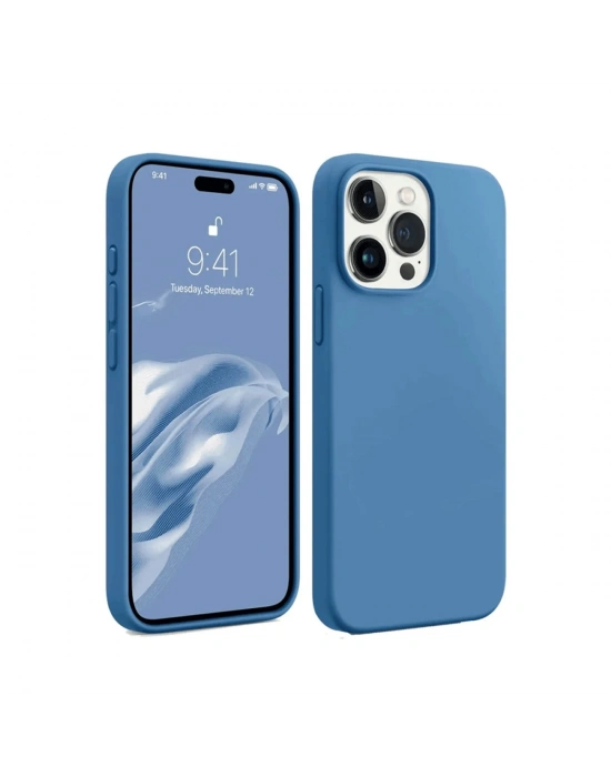 Newface iPhone 15 Pro Kılıf First Silikon - Mavi