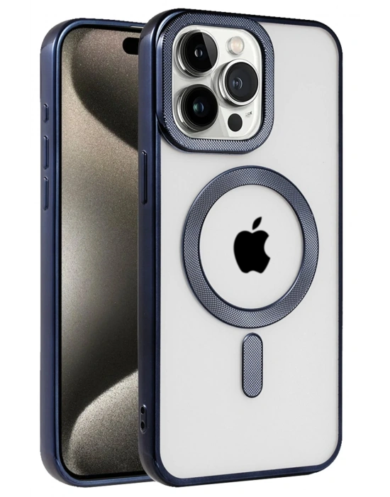 Newface iPhone 15 Pro Kılıf Kronos Magsafe Kapak - Lacivert