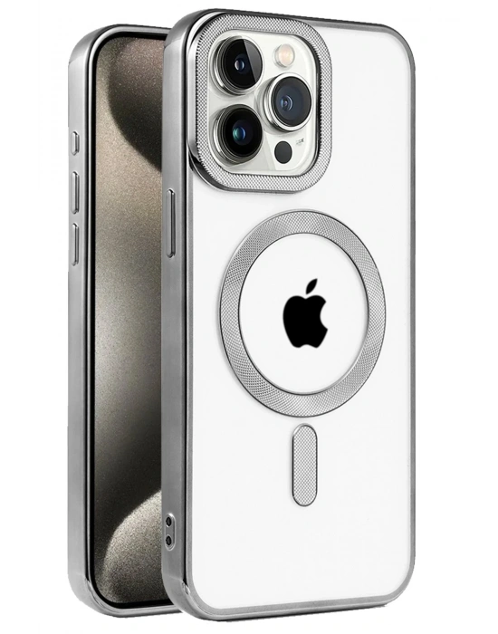Newface iPhone 15 Pro Kılıf Kronos Magsafe Kapak - Titanyum Gri