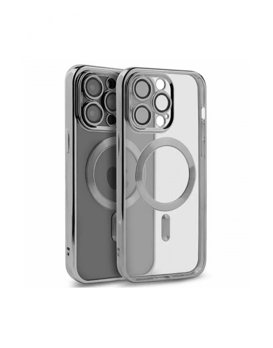 Newface iPhone 15 Pro Kılıf Kross Magneticsafe Kapak - Gümüş