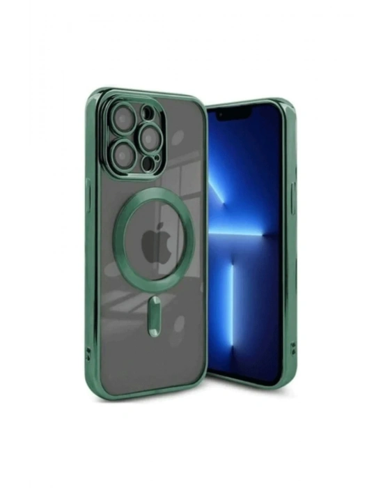 Newface iPhone 15 Pro Kılıf Kross Magneticsafe Kapak - Koyu Yeşil