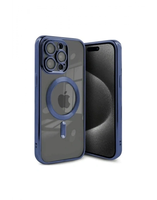 Newface iPhone 15 Pro Kılıf Kross Magneticsafe Kapak - Lacivert