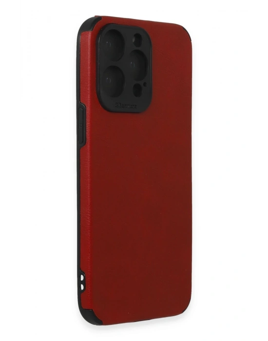 Newface iPhone 15 Pro Kılıf Loop Deri Silikon - Kırmızı